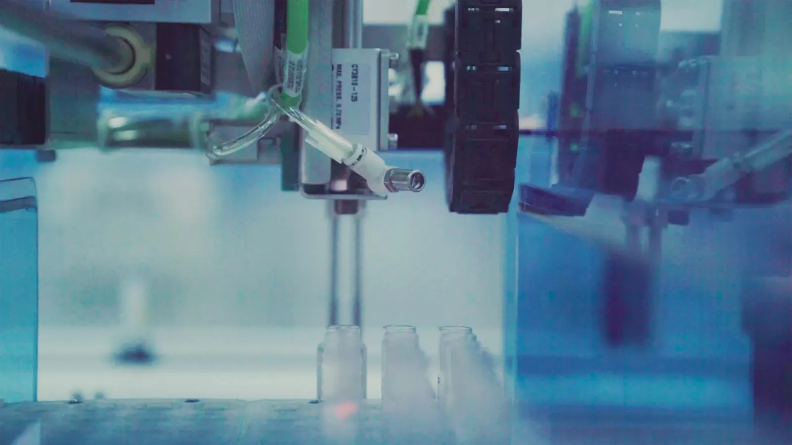 Black and gray metal scientific apparatus inside a laboratory
